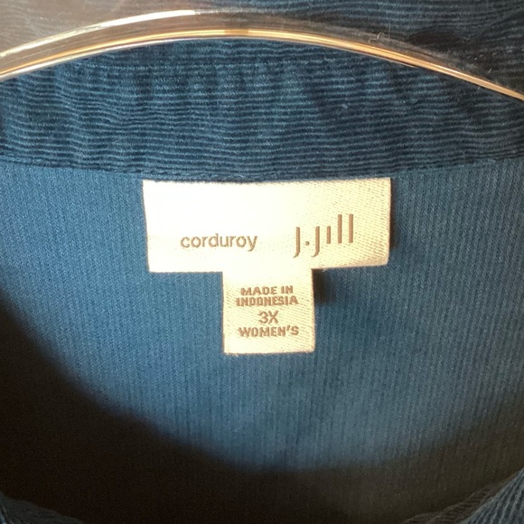 J.Jill Long Sleeve Corduroy Button Up Shirt / Shacket with Pockets - Blue - 3X - Picture 6 of 7